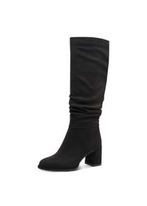 Tamaris, Damen, Stiefel , Blockabsatz, Langschaftstiefel in veganer Verarbeitung, schwarz, 38, schwarz, Klassischer Langschaftstiefel mit Falten im 