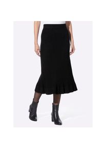 Heine, Damen, Strickrock, schwarz, 34, schwarz, mit Strukturstreifen