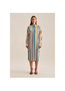 Seidensticker, Damen, Sommerkleid &raquo;Schwarze Rose&laquo; Langarm Kragen Streifen, hellbeige, S(36) - Normalgr&ouml;&szlig;en, Passform: Oversized