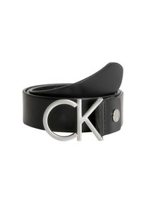 Calvin Klein, Damen, Lederg&uuml;rtel &raquo;CK ADJ.LOGO BELT 3.5CM&laquo;, schwarz_silber, schwarz_silber, Lederg&uuml;rtel von Calvin Klein