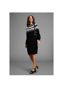 Laura Scott, Damen, Strickkleid Ohne Taschen mit kuscheligem Norwegermuster - NEUE KOLLEKTION, schwarz-grau, N-Gr, 34 - N-Gr, schwarz-grau, 