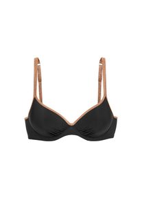 Bruno Banani, Damen, B&uuml;gel-Bikini-Top &raquo;Milano&laquo; mit kupferfarbenen Paspeln, schwarz, 36 - Cup C, Mit gl&auml;nzenden Paspeln