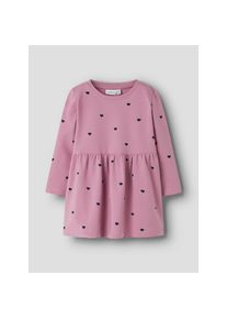 name it, Damen, Sweatkleid &raquo;NMFDAVINA LS SWEAT BRU DRESS NOOS&laquo; im tollen Alloverprint, Mauve Orchid AOP:W. DARK SAPPHIRE HEARTS, 92 - N-Gr, S&uuml;&szlig;es 