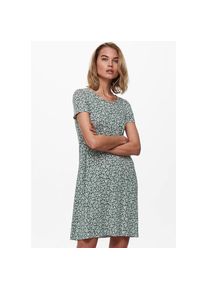 Only, Damen, Minikleid &raquo;ONLBERA BACK LACE UP S/S DRESS JRS NOOS&laquo; Viskosemischung, regular fit, Rundhals, balsam green w. white flower, N-Gr, XS - N-Gr