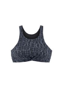 ELBSAND, Damen, Crop-Bikini-Top &raquo;Letra&laquo; mit tollem Wording, schwarz, 34 - Cup A/B, Modischer Allover-Print