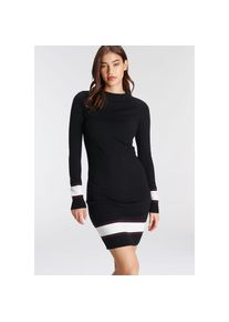 AJC, Damen, Strickkleid mit Kontraststreifen aus weicher Viskosemischung, schwarz-rot, N-Gr, 40 - N-Gr, schwarz-rot, Figurbetonte Passform f&uuml;r eine 