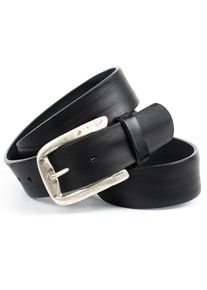Anthoni Crown, Herren, Lederg&uuml;rtel Jeansg&uuml;rtel mit Schnalle im Antik-Look, schwarz, 90, Hochwertiges Vollleder