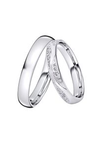 DOOSTI, Damen, Trauring &raquo;Schmuck Geschenk Silber 925 Trauring Ehering Partnerring LIEBE&laquo; wahlweise mit oder ohne Zirkonia, silberfarben, 54, Trauring,
