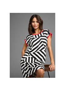Laura Scott, Damen, Sommerkleid mit Streifen-Muster & Konstrast, Jerseykleid, schwarz-gestreift, N-Gr, 36 - N-Gr, schwarz-gestreift, Jerseykleid aus 