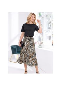 Classic Basics, Damen, Schlupfrock, elfenbein-schwarz-bedruckt, 27, Rundum-Dehnbund