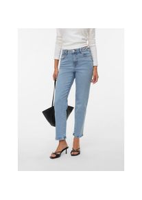 V&eacute;ro Moda Vero Moda, Damen, Gerade Jeans &raquo;VMAMARA MR SLIM STRAIGHT ANK VI3512 NOOS&laquo;, Light Blue Denim, L&auml;nge 32, 26 - L&auml;nge 32, Light Blue Denim, Kn&ouml;chellange 