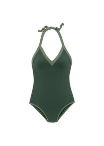 JETTE, Damen, Badeanzug tiefer V-Ausschnitt und R&uuml;ckenausschnitt, oliv, 40 - N-Gr, Glitzernde Eins&auml;tze