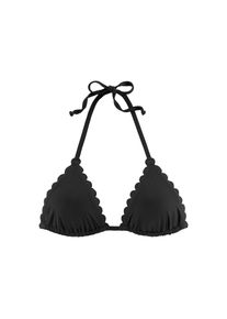 Lascana, Damen, Triangel-Bikini-Top &raquo;Scallop&laquo; mit gelaserter Wellenkannte, schwarz, 36 - Cup C/D, In klassischer Triangelform