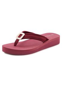 Lascana, Damen, &raquo;Sandale, Pantolette&laquo; Zehentrenner, Badeschuh mit Zier Applikation VEGAN, bordeaux, 38, bordeaux, Zehentrenner mit modischem 