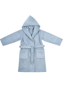 W&ouml;rner W&ouml;rner, Herren, Kinderbademantel &raquo;Wal&laquo; mit Stickerei, mit Tasche, maschinenwaschbar, trocknergeeignet, stahlblau, 86/92 L&auml;nge: 60 cm, flauschige 