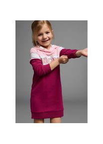 Kidsworld, Damen, Sweatkleid &raquo;UNICORN&laquo; lang, modisch, aus Baumwollmischung, Langarm, rosa-wei&szlig;-bordeaux, 140/146 - N-Gr, Taillierte Passform und 