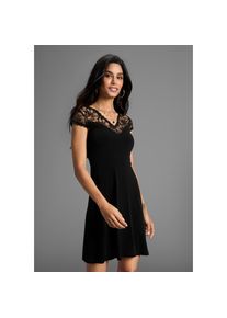 Melrose, Damen, Sommerkleid f&uuml;r festliche Anl&auml;sse, kurzes Kleid, romantischer Stil, Spitze, schwarz, 36 - N-Gr, Taillierter Schnitt und V-Ausschnitt 