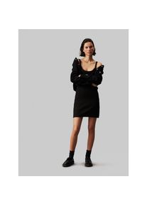 Calvin Klein Jeans, Damen, Tr&auml;gerkleid &raquo;WOVEN LABEL RIB TANK DRESS&laquo; mit Logopatch, Ck Black, N-Gr, XXXL(46) - N-Gr, Ck Black, Kleid von Calvin Klein 