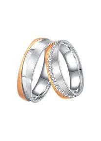 DOOSTI, Damen, Trauring &raquo;Schmuck Geschenk Edelstahl Trauring Ehering Partnerring LIEBE&laquo; wahlweise mit oder ohne Zirkonia, edelstahlfarben-