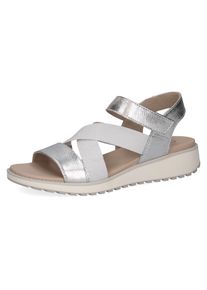 Caprice, Damen, Keilsandalette , Riemchensandale, Sommerschuh, Bequemschuh mit Strasssteinchen, silberfarben, 38, silberfarben, Sportive Sandalette in