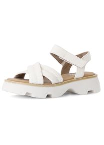 Gabor, Damen, Sandalette , Plateau, Sommerschuh, Riemensandale mit Kreuzbandage, G-Weite, creme, 40, creme, Trendige Sandalette mit Ziersteppung an 