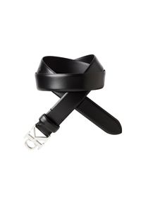 Calvin Klein, Damen, Lederg&uuml;rtel &raquo;CK BUCKLE 30MM FIXED BELT&laquo; Gr&ouml;&szlig;enverstellbar, BLACK / SHINY NICKEL, BLACK / SHINY NICKEL, Lederg&uuml;rtel von Calvin 
