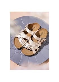 Aniston SHOES, Damen, Pantolette Hausschuh, Sommerschuh, Strandschuh - NEUE KOLLEKTION, champagner, 41, Kontrastdetails in Leo-Optik