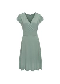 Lascana, Damen, Midikleid aus b&uuml;gelfreier Ware, elegantes Sommerkleid aus Jersey, Strandkleid, sage green, N-Gr, 34 - N-Gr, sage green, Mit V-