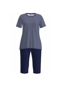 G&ouml;tzburg G&Ouml;TZBURG, Damen, Capri-Pyjama &raquo;Galway&laquo; 2 tlg. Kurzarm, 3/4 lange Hose, Rundhalsausschnitt, Baumwolle, weich, blau, 46 (XXXL), Damen-Schlafanzug von 