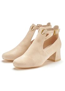 Lascana, Damen, Stiefelette Stiefel, Boots mit Blockabsatz und besonders softer Innensohle VEGAN, beige, 42, Mit gepolsterter Innensohle f&uuml;r einen 