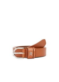 Tommy Hilfiger, Damen, Lederg&uuml;rtel &raquo;ESSENTIAL EFFORTLESS 2.5 cm breit SILVER&laquo; Einfachdornschlie&szlig;e, Metallemblem, Cognac, Cognac, G&uuml;rtel von Tommy 
