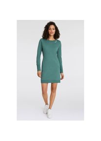 Ragwear, Damen, Sweatkleid &raquo;MENITA O&laquo; Eingrifftaschen mit veganer 3 Knopf-Applikation, GREEN, L (40) - N-Gr, Vegan, von PETA verifiziertes Sweatkleid 