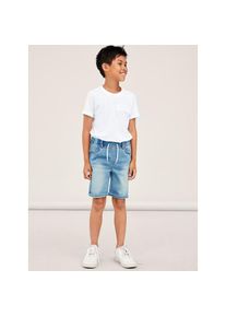 name it, Herren, Jeansshorts &raquo;NKMRYAN JOGGER DNM L SHOR&laquo; Baumwollmischung, elastisches B&uuml;ndchen, verstellbar, light blue denim, 122 - N-Gr, Shorts von