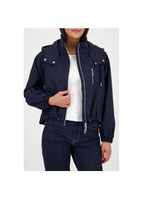monari, Damen, Outdoorjacke mit Kapuze Stehkragen, Oversized Fit, Ripp-Details an Kragen und Bodysaum, marine, 34, Oversize-Jacke von monari