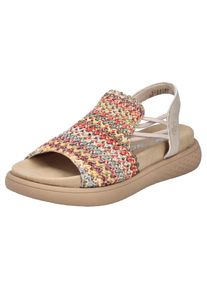 Rieker, Damen, Plateausandale Sommerschuh, Schlupfschuh, Urlaubschuh mit seitlichen Gummiz&uuml;gen, beige multi, 37, beige multi, Sommerliche Sandale in 