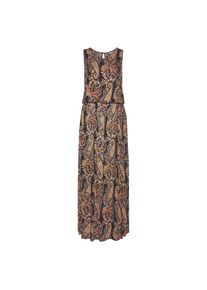 Lascana, Damen, Maxikleid Seitennahttaschen mit Paisleyprint und Schlitz, Sommerkleid mit Taschen, Strandkleid, schwarz-curry-bedruckt, N-Gr, 38 - N-