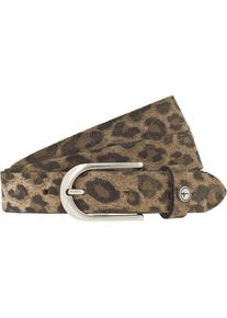 Tamaris, Damen, Lederg&uuml;rtel stilvolles Leo-Muster, hochwertiges Rindleder mit Vintage-Finish, leo, leo, Tamaris Lederg&uuml;rtel