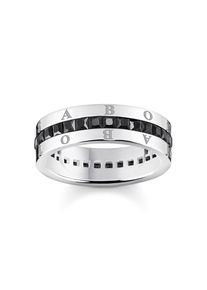 Thomas Sabo, Damen, Fingerring &raquo;schwarze Steine pav&eacute;, TR2361-643-11-52,54,56,58&laquo; mit Zirkonia (synth.), silberfarben-schwarz, 54, Zeitlose Eleganz: 