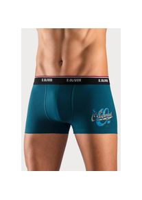 s.Oliver, Herren, Boxer &raquo;Boxershorts f&uuml;r Herren&laquo; Packung, 3 Stk. mit Print auf dem Bein, petrol, navy, bordeaux, 3 Stk., S (4) - 3 Stk., petrol, navy,