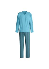 Calida, Damen, Schlafanzug &raquo;Relax Streamline 1&laquo; 2 tlg. mit praktischem V-Ausschnitt, retro blue, M (50), retro blue, Langarm Herren-Pyjama von Calida
