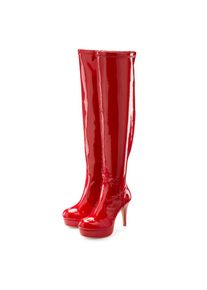 LASCANA Belle Affaire, Damen, Overkneestiefel &raquo;High-Heel-Stiefelette mit Plateau,&laquo; in erotischer Lack-Optik, rot, 40, In modischer Lack-Optik ein 
