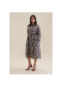 Seidensticker, Damen, Sommerkleid &raquo;Schwarze Rose&laquo; Langarm Kragen Kettenprint, dunkelblau, 4XL48 - Normalgr&ouml;&szlig;en, Passform: Regular