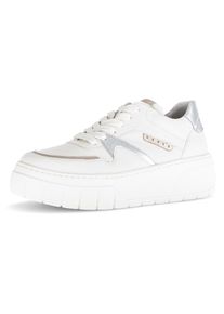 Gabor, Damen, Plateausneaker , Schn&uuml;rschuh, Halbschuh, Freizeitschuh, Bes&auml;tze in Metallicoptik, wei&szlig;-metallicfarben, 36, Trendiges Sneaker mit 