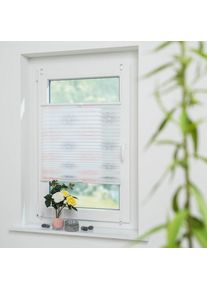 Liedeco, Plissee &raquo;Blume grau&laquo; Lichtschutz ohne Bohren verspannt, grau/wei&szlig; + wei&szlig;, Obermaterial: 95% Polyester, 5% sonstige Fasern, 130 cm