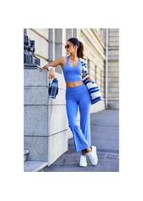 Copenhagen Studios, Damen, Crop-Top gekreuzte Tr&auml;ger im R&uuml;ckenbereich, blau, M (40/42), blau, Performance Crop Top