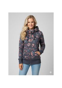 Ragwear, Damen, Sweatjacke &raquo;NESKA ZIP FLOWERS O&laquo; mit extra breiten B&uuml;ndchen, NAVY, XS, Vegan, von PETA verifizierte Kapuzensweatjacke von Ragwear