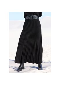 Lascana, Damen, Strickrock in Plisseeoptik, eleganter Maxirock aus Strukturstrick, schwarz, 34, schwarz, Langer eleganter Strickrock