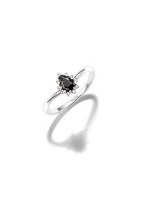 Thomas Sabo, Damen, Fingerring &raquo;True Romance Ring mit Schwarzen Tropfen&laquo; mit Zirkonia (synth.), silberfarben-schwarz-kristallwei&szlig;, 58, Thomas Sabo 