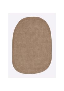 HEINE HOME, Teppich oval 5 mm H&ouml;he, beige, Schurwolle, Wolle, B : 60 cm 1 Stk. - 5 mm, beige