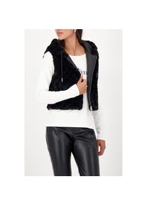 monari, Damen, Fellimitatweste Regular fit mit Kapuze, schwarz, 42, schwarz, Modische Fake-Fur-Weste von monari